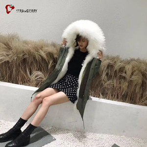 Mujeres de invierno de la moda ropa de piel de mapache forro Parka abrigo para la venta - Product Image 2