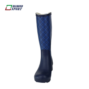 Haute qualité hauteur <span class=keywords><strong>du</strong></span> <span class=keywords><strong>genou</strong></span> femmes impression <span class=keywords><strong>en</strong></span> caoutchouc <span class=keywords><strong>botte</strong></span> de pluie - Product Image 6