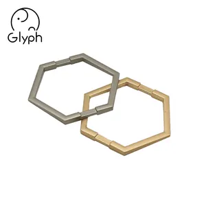 Wholesale fashion gold women girls metal hexagon D ring O ring strap belt buckle for bags