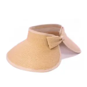 Sombrero de ala ancha con visera de paja grande para playa, plegable, con lazo, bonito, novedad