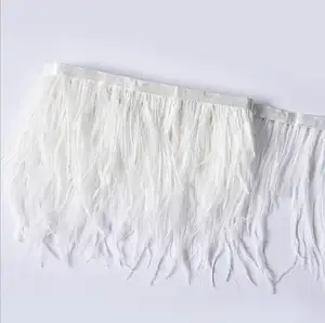 Kualitas tinggi bulu burung unta berbulu kain pemangkasan sideband 98cm panjang DIY aksesori pakaian aksesori dekoratif 8-11cm