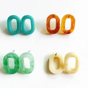 Wholesale top design customised women fashion colorful resin hoop stud earrings jewelry