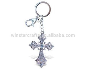 OEM <span class=keywords><strong>precio</strong></span> directo de fábrica 3D plata Cruz Metal religiosa llavero anillo de llave <span class=keywords><strong>China</strong></span> - Product Image 1