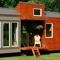Prefab houten tiny huis reizen trailer 2 bed kamer outdoor slaap pod voor verkoop
