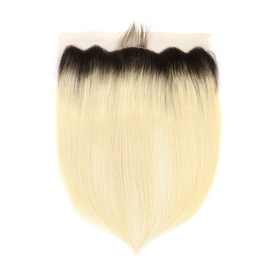 1B 613 Blonde <span class=keywords><strong>Noir</strong></span> Racines <span class=keywords><strong>Ombre</strong></span> Couleur Remy Brésilien <span class=keywords><strong>Cheveux</strong></span> Raides Armure Faisceaux Avec Pré Plumée Oreille à - Product Image 5