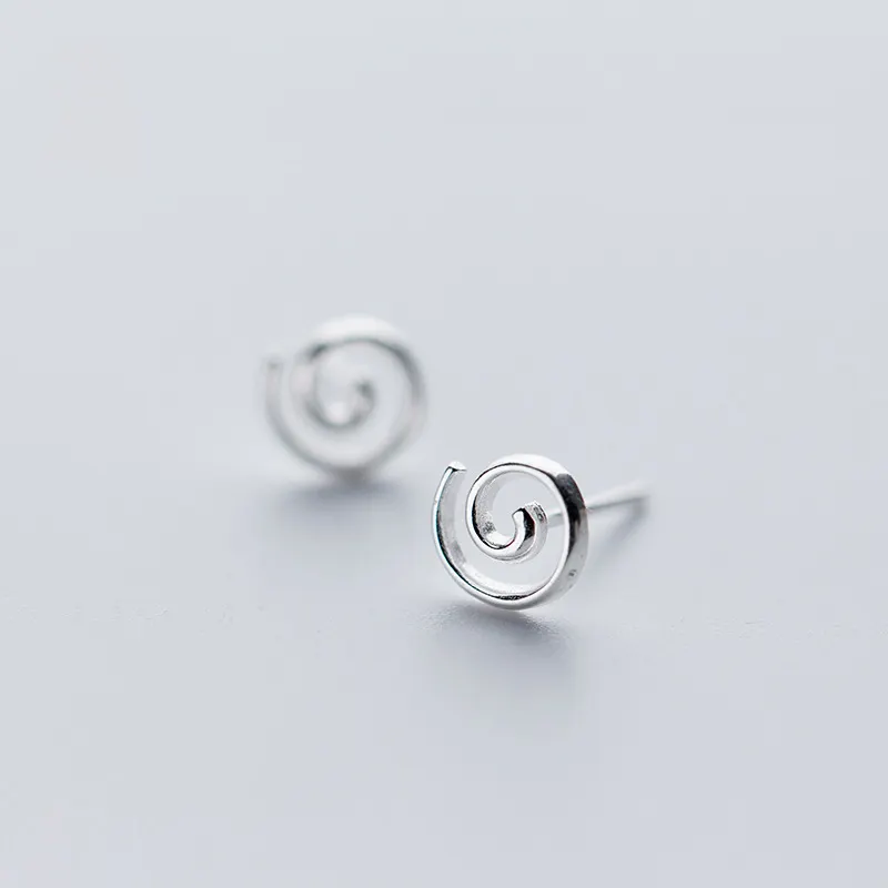 925 Sterling Silver Elegant Spiral Stud Earrings For Women 2019 New Jewelry