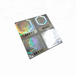 Black serial/sequence/consecutive/continuous number printed authenticity code custom 3D hologram sticker