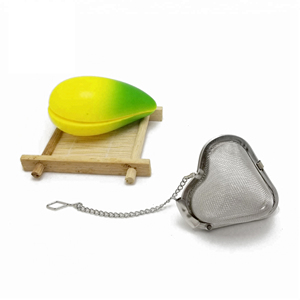 Infuseur à thé en maille en acier inoxydable, en forme de cœur, avec chaîne, nouveauté - Product Image 3