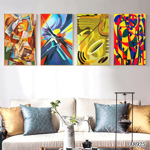 Instruments <span class=keywords><strong>de</strong></span> <span class=keywords><strong>musique</strong></span> <span class=keywords><strong>peinture</strong></span> à l'huile abstraite pour la décoration murale du salon - Product Image 4