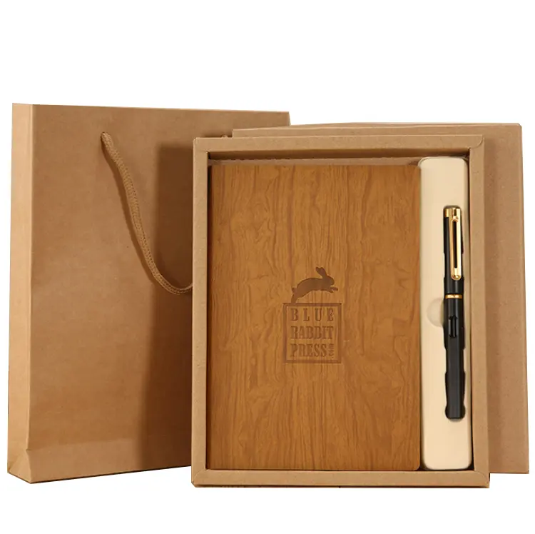 Holz Notebook Hersteller hergestellt erstklassige PU Business Notebook Logo Büro Briefpapier, anpassen Holzmaserung Notepad
