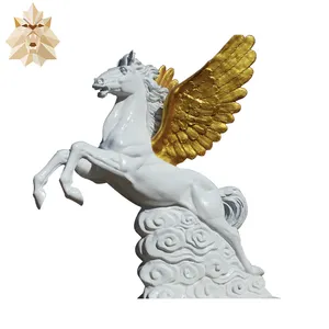 Vườn Trang Trí Kích Thước Cuộc Sống Resin Horse Tượng Sợi Thủy Tinh Pegasus Điêu Khắc Để Bán NTRS630S