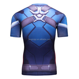 Guangzhou ropa vengadores de Marvel superhéroe Capitán América T <span class=keywords><strong>camisa</strong></span> 3D cuerpo impresión <span class=keywords><strong>camisa</strong></span> para Hombre Ropa de gimnasio - Product Image 3