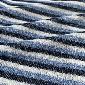 Blue and White Striped Yarn Dyed French Terry Knitted Fabrics