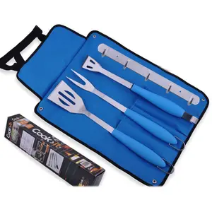 4pcs PP plastic bbq tools with apron and bbq hook