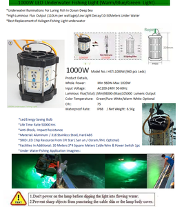 Lámpara LED <span class=keywords><strong>de</strong></span> pesca subacuática, 1000w, 2000w, 3000w, color verde, Blanco cálido, blanco frío, en mar oceánico - Product Image 2