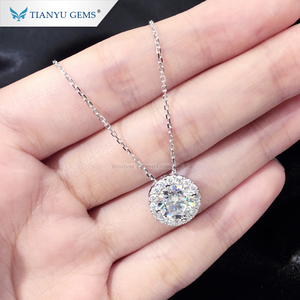 Tianyu-gemas personalizadas, corazones y flechas <span class=keywords><strong>de</strong></span> oro blanco <span class=keywords><strong>de</strong></span> 14k, colgante <span class=keywords><strong>de</strong></span> diamante Simple <span class=keywords><strong>de</strong></span> moissanita <span class=keywords><strong>de</strong></span> 2 quilates - Product Image 4