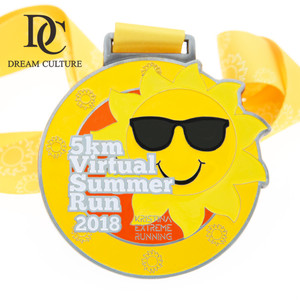 Su misura 5 km <span class=keywords><strong>virtù</strong></span> estate run medaglia a forma di sole di cartone con nastro da collo - Product Image 5