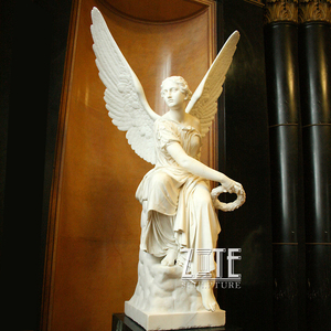 Offre Spéciale En Marbre Sculpté à la Main femme ange statue sculpture avec des ailes - Product Image 3