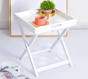 접이식 다리 단단한 나무 침대와 소파 암 커피 트레이 테이블 - Product Image 6