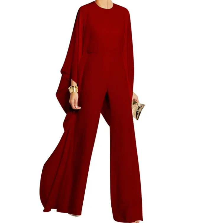 Amii — combinaison en mousseline de soie pour femme, pantalon large, modèle 2019, combinaison avec manches longues