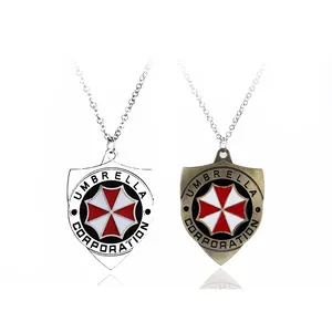 Biohazard RPD STARS Guitar Pick Necklace Umbrella Corporation Logo Metal Pendant Jewelry For Fans
