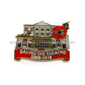 Precio de fábrica de Metal personalizado esmalte duro amapola Pin para salvar <span class=keywords><strong>el</strong></span> teatro - Product Image 1