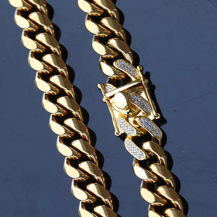 Мужская Золотая цепочка, ожерелье 8 мм 10 мм 12 мм 14 мм 16 мм 18 мм, 14 к