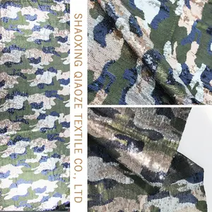 New Wholesale silver metallic 3mm embroidered camouflage sequin fabric