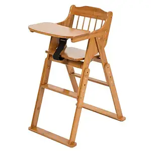 15 Years Manufacturer Wholesales Custom Bamboo Wooden High Chair Baby Feeding Eating with Tray Baby Foldable Dinning Chair