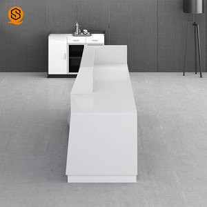 Thiết Kế Sang Trọng Bán Buôn Trắng Hiện Đại Được Sử Dụng Rắn Đá Nhân Tạo Nội Thất Văn Phòng Quầy Tiếp Tân Bàn - Product Image 3