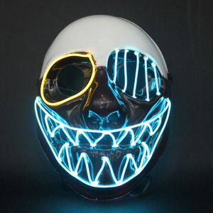 Led Halloween Skeleton Mask Led Light Up Mask Sound Activated Light EL Mask - Product Image 3