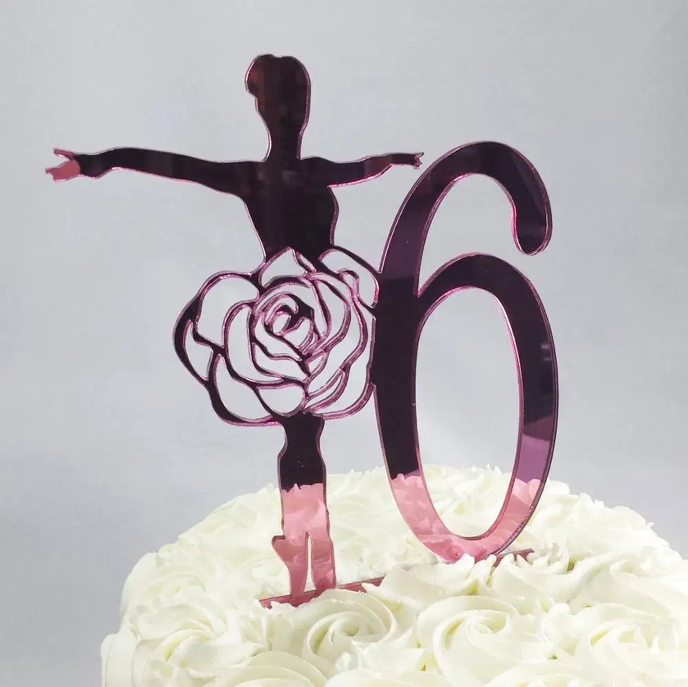 Variedade de cores de bolo acrílico, corte a laser, rosa, número de aniversário, decorações de bolo, festa de aniversário