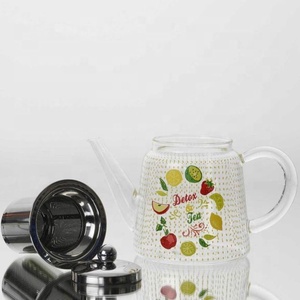 Heat Resistant Transparent Borosilicate <strong>Glass</strong> <strong>Teapot</strong> with Stainless Steel Strainer - Product Image 4