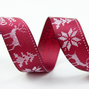 (ligamento tafetán cinta de 1 pulgadas vino rojo tejer grogrén (ligamento tafetán decorado elegante cinta de Navidad - Product Image 5
