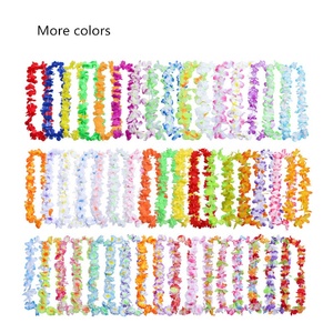 V-1076 fiori artificiali per capelli collana hawaiana arcobaleno colore ghirlanda fiori artificiali Luau Leis per la decorazione - Product Image 3
