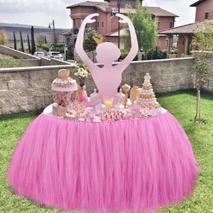 Модный дизайн, декоративная розовая юбка из органзы для банкетного стола