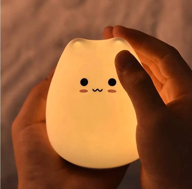 Led Silicone 7 Color Charging Kids Lamp Night Light Animal Cat Night Light Lamp