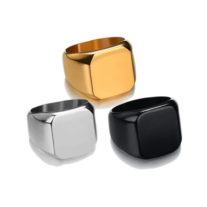 316L Men Metal Ring Blanks Latest Gold Plated Finger Ring Designs Fashion Military Simple Silver Stainless Steel Ring