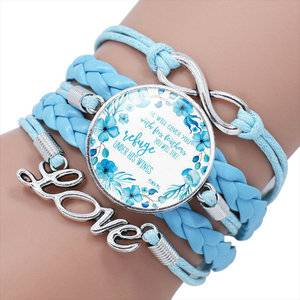 Venta al por mayor de plata verso de la Biblia Cita cristiana pulsera infinita Mujeres Hombres Fe cristiana religión pulsera - Product Image 4