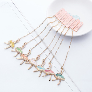 Goud Beplating Ballerina Meisje Hanger Bladwijzers Accessoires Met Lange Metalen Ketting Groothandel Mode Bladwijzer Custom Voor Boekenliefhebber - Product Image 1