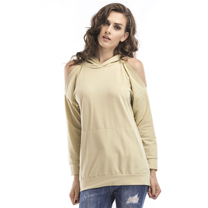 2019 di Autunno della Molla <span class=keywords><strong>Off</strong></span> Spalla Manica Lunga In Bianco T Shirt Con Cappuccio Felpa Con Cappuccio Per Le Donne - Product Image 2