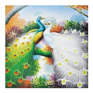 Pintura de diamantes 5d de pavos reales de animales, arte de diamantes ricos y auspiciosos, Kits de pintura de diamantes cuadrados completos para regalos