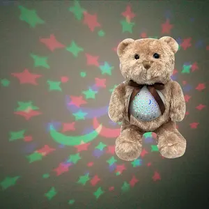 Проектор звездного света, Детская звуковая машина, проектор медведя Тедди, плюшевая игрушка для малышей
