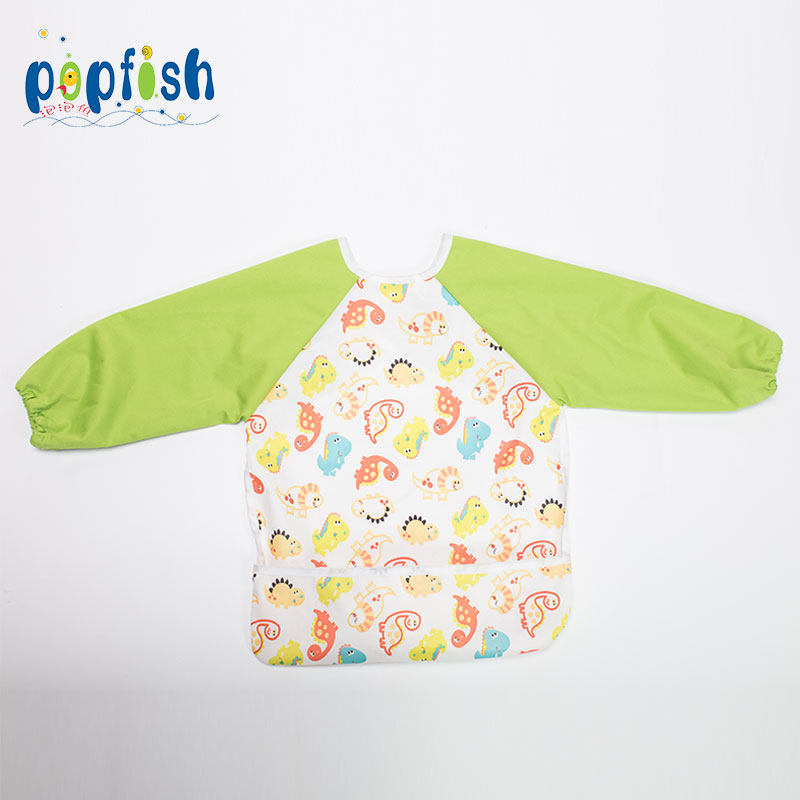 Высокое качество 100% полиэстер младенец нагрудник малыша Длинные рукава нагрудники с карманом