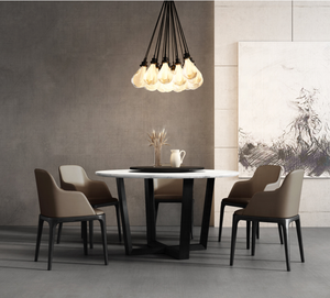 Meubles <span class=keywords><strong>de</strong></span> salle à manger modernes <span class=keywords><strong>de</strong></span> luxe dessus <span class=keywords><strong>de</strong></span> table en marbre cadre en bois massif ensemble <span class=keywords><strong>de</strong></span> tables à manger rondes meubles <span class=keywords><strong>de</strong></span> maison 8 <span class=keywords><strong>chaises</strong></span> en bois 1 pièce - Product Image 2
