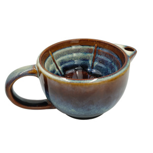 Mug à raser en céramique élégant avec motif <span class=keywords><strong>moustache</strong></span>, bol à savon avec poignées pour <span class=keywords><strong>brosse</strong></span> à raser et rasoir pour homme - Product Image 1