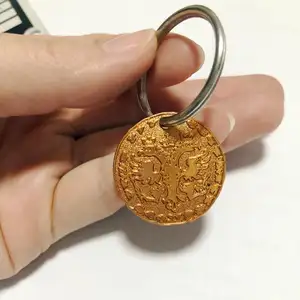 Tùy Chỉnh Đôi Eagle Tăng Vàng Kim Loại Xe Đẩy Keyring Coin