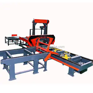 จีนแนวนอนเครื่องเลื่อยสายพานสำหรับรอบ logs ไม้ตัดโทรศัพท์มือถือ band saw