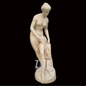प्राकृतिक संगमरमर हाथ नक्काशीदार सुंदर नग्न लड़की पत्थर की मूर्ति