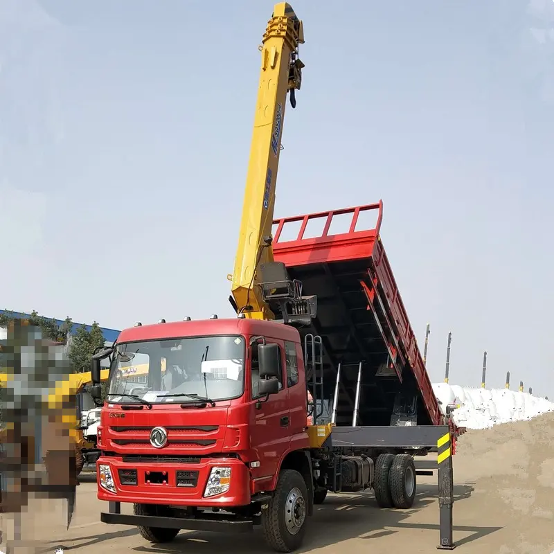 8 ton telescopic boom and folding arm truck lorry crane